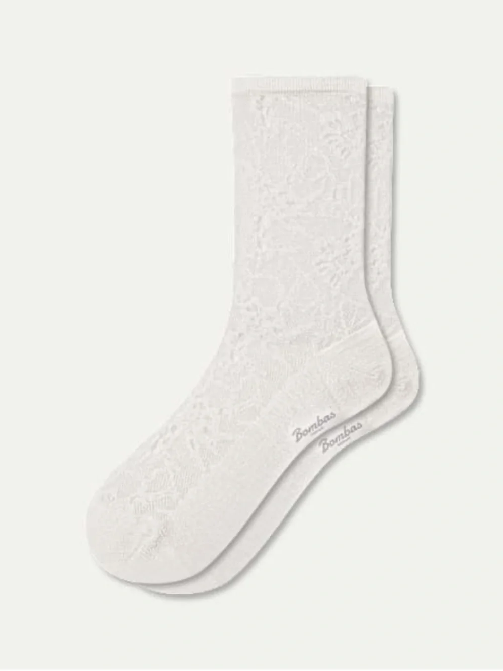 NWT Bombas Women’s Floral Lace Half Calf Socks in soft white size medium